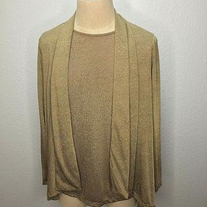 Lauren Ralph Lauren Gold Metallic Twinset 1X Plus Size  LRL